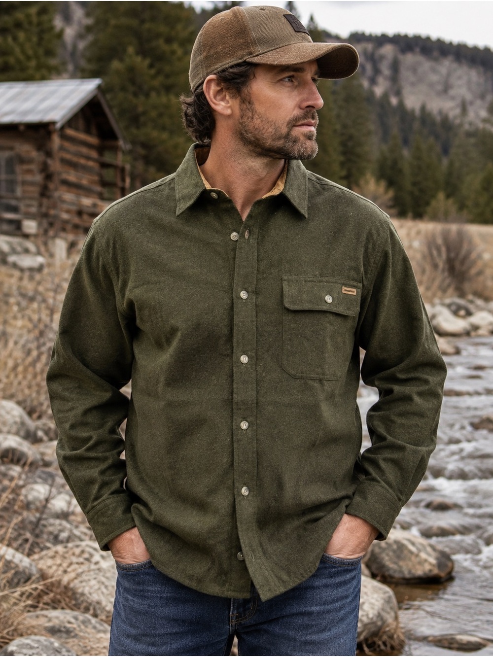 Legendary Whitetails Buck Camp Flannel Shirt Men’s 2XL Green Cabin Outdoor Work